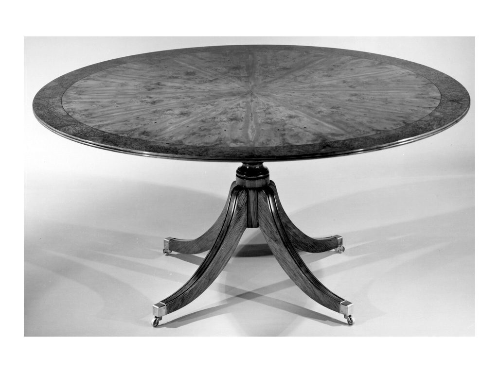 Yew Wood Sunburst Pedestal Table