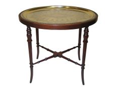 Antique Brass Tray On Stand