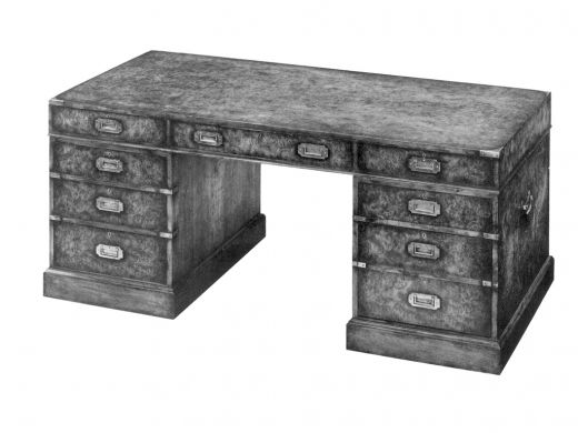 Elm Burl Campaign Pedestal Desk